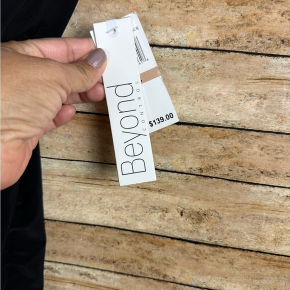 beyond control black one piece swimsuit V-Neck Adjustable Swim dress Size 12NWT - Picture 3 of 6